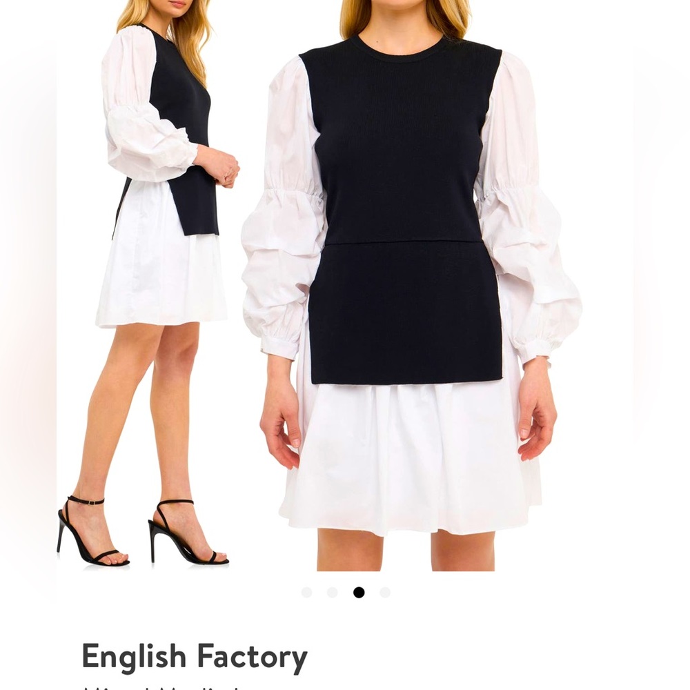 English Factory Mixed Media LS Minidress